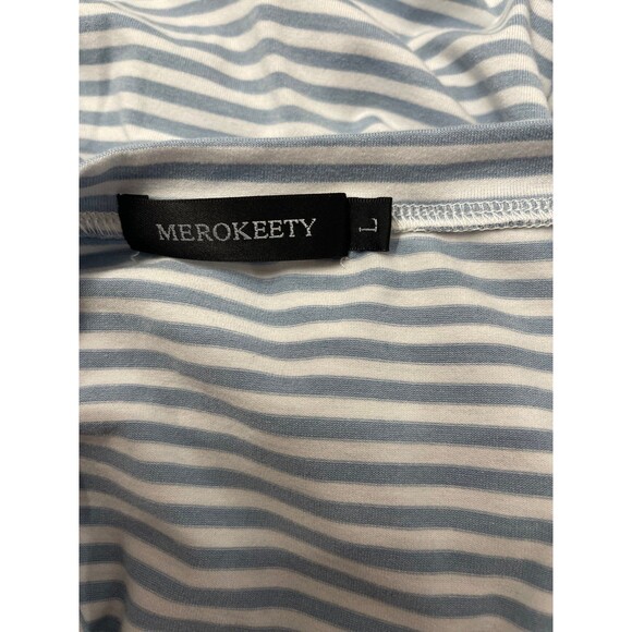 Merokeety Striped T Shirt Dress Blue/White Size L - Picture 6 of 7